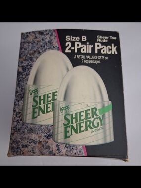 Vintage Sheer Energy Nude Pantyhose 2-Pair Pack - Size B